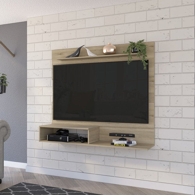 55" Light Pine Open Shelving Entertainment Center HomeRoots