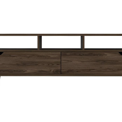 54" Dark Brown Wood Enclosed and Open Storage TV Stand HomeRoots