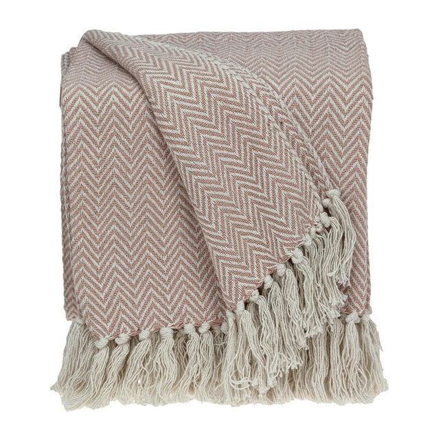 Pink Woven Cotton Solid Color Reversable Throw HomeRoots