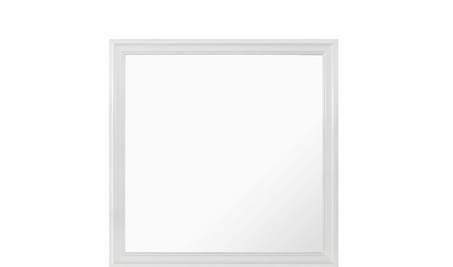 38" White Square Wood Framed Accent Mirror HomeRoots