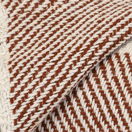 Burnt Orange Woven Cotton Striped Throw Blanket HomeRoots