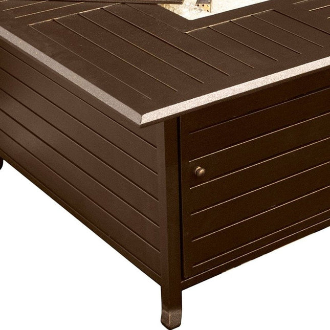 42000 BTU 45" Bronze Aluminum Propane Square Fire pit table With Cover HomeRoots