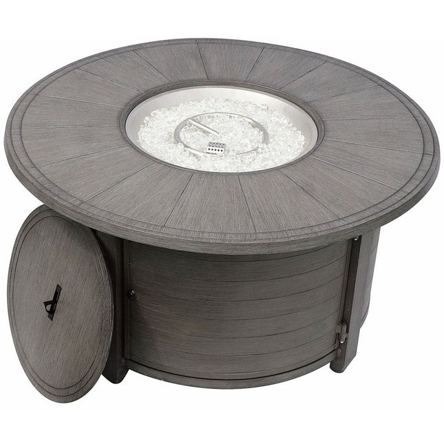 42000 BTU 44" Gray Aluminum Propane Round Fire Pit Table With Cover HomeRoots