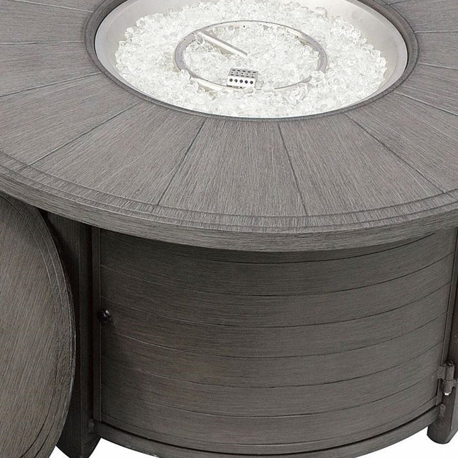 42000 BTU 44" Gray Aluminum Propane Round Fire Pit Table With Cover HomeRoots