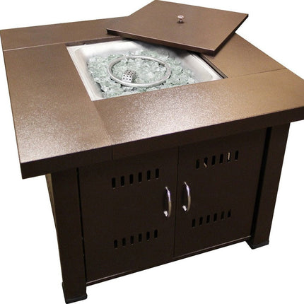 40000 BTU 38" Antiqued Bronze Steel Propane Square Fire pit table With Cover HomeRoots