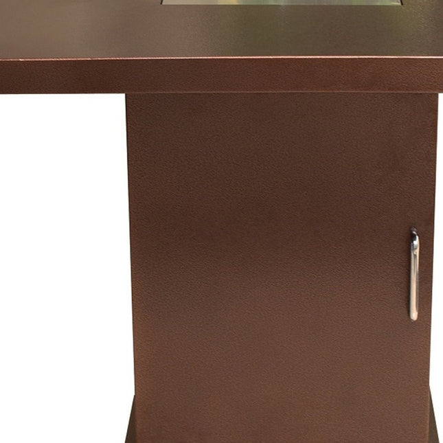 40000 BTU 30" Antiqued Bronze And Gold Steel Propane Square Fire Pit Table With Cover