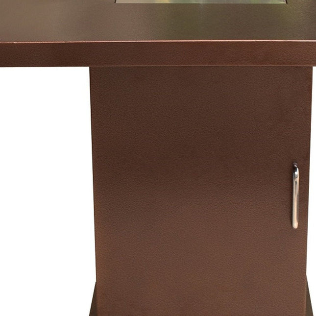 40000 BTU 30" Antiqued Bronze And Gold Steel Propane Square Fire pit table With Cover HomeRoots