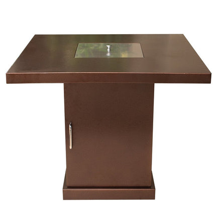 40000 BTU 30" Antiqued Bronze And Gold Steel Propane Square Fire pit table With Cover HomeRoots
