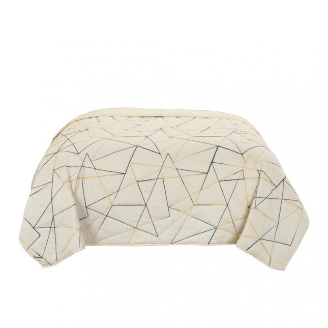 Gray And Ivory Abstract King Quilt HomeRoots