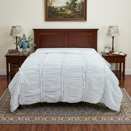 92" X 106" White Cotton Quilt HomeRoots