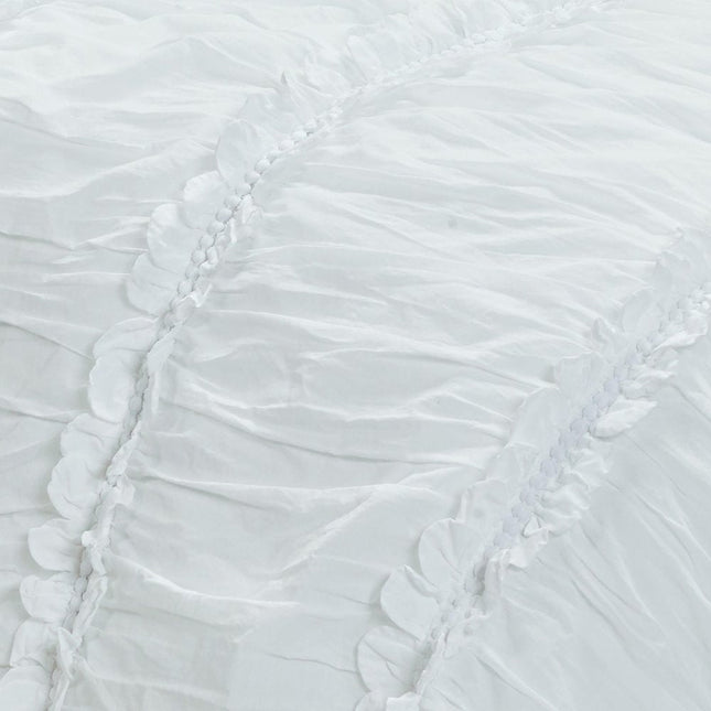 92" X 90" White Striped Cotton Quilt HomeRoots