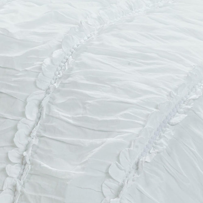 92" X 90" White Striped Cotton Quilt
