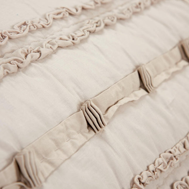 92" X 106" Natural Striped Cotton Quilt HomeRoots