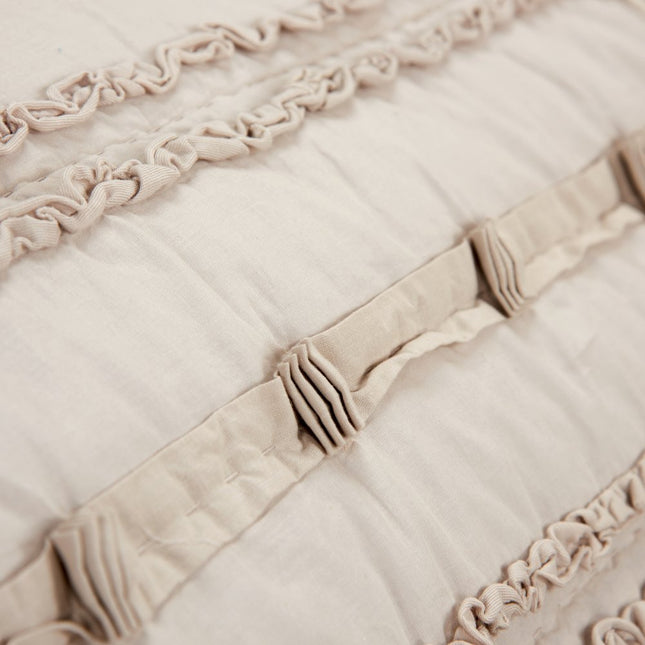 92" X 106" Natural Striped Cotton Quilt HomeRoots