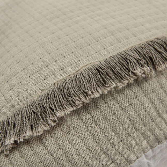 Natural Checkered Queen Quilt HomeRoots