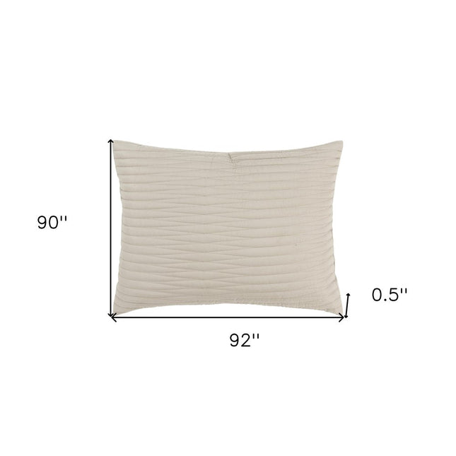 92" X 90" Natural Geometric Cotton Quilt HomeRoots