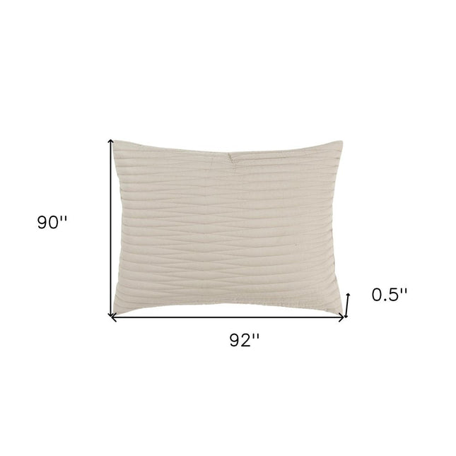 92" X 90" Natural Geometric Cotton Quilt HomeRoots