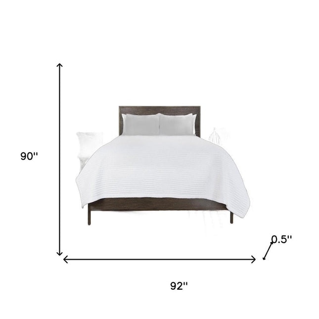 92" X 90" White Geometric Cotton Quilt HomeRoots