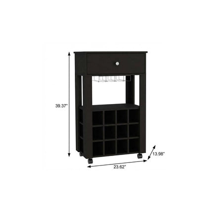 Black Rolling Bar Cart With Wine Storage HomeRoots
