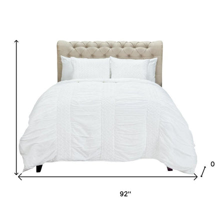 White Geometric Queen Quilt HomeRoots