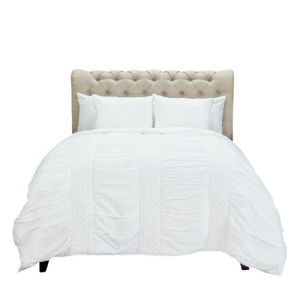 White Geometric Twin Quilt HomeRoots