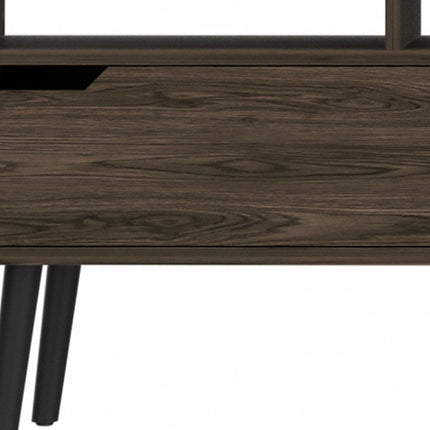 54" Dark Brown Walnut Enclosed and Open Storage TV Stand HomeRoots