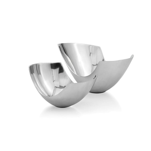 Set of Two Mod Aluminum Scoop Centerpiece Bowls HomeRoots