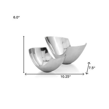 Set of Two Mod Aluminum Scoop Centerpiece Bowls HomeRoots