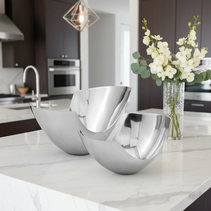 Set of Two Mod Aluminum Scoop Centerpiece Bowls HomeRoots