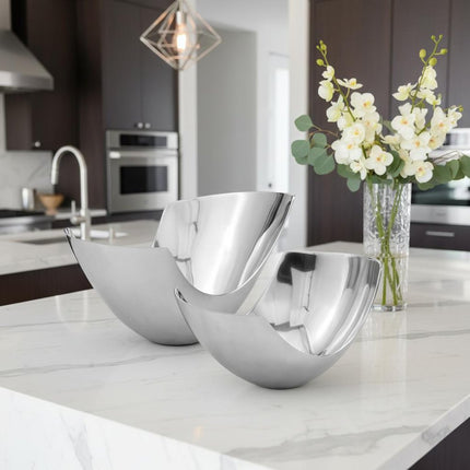 Set of Two Mod Aluminum Scoop Centerpiece Bowls HomeRoots