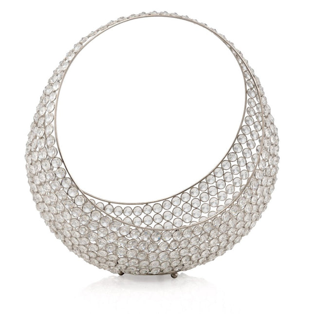 16" Silver and Faux Crystal Bling Ring Basket HomeRoots
