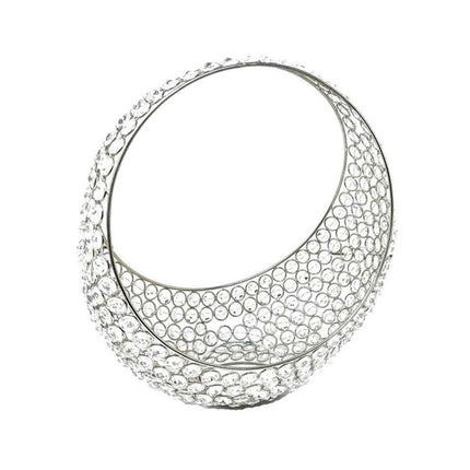 13" Silver and Faux Crystal Bling Ring Basket HomeRoots