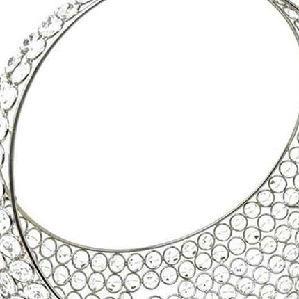 13" Silver and Faux Crystal Bling Ring Basket HomeRoots