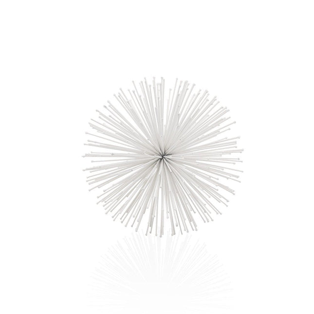 8" White Iron Decorative Orb Tabletop Sculpture HomeRoots