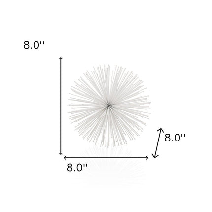 8" White Iron Decorative Orb Tabletop Sculpture HomeRoots