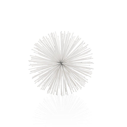8" White Iron Decorative Orb Tabletop Sculpture HomeRoots