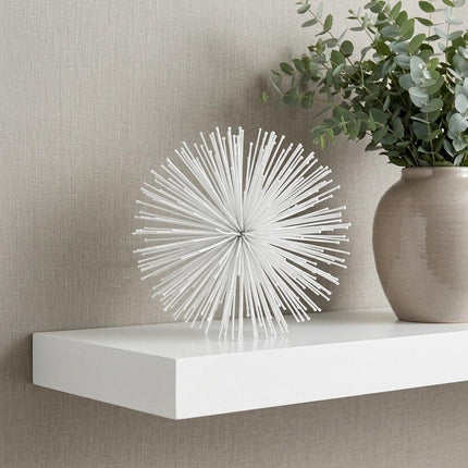 8" White Iron Decorative Orb Tabletop Sculpture HomeRoots