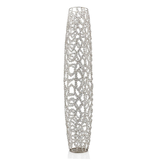 47" Silver Oval Crystal Glass Floor Vase With Faux Crystals HomeRoots