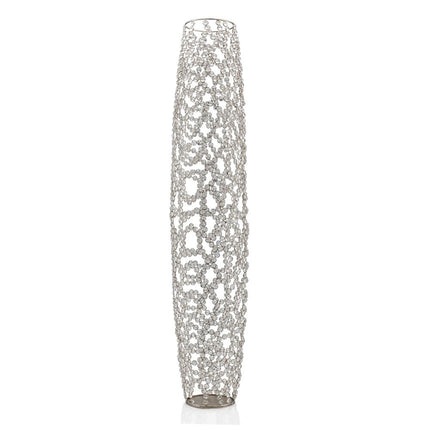 47" Silver Oval Crystal Glass Floor Vase With Faux Crystals HomeRoots
