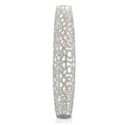47" Silver Oval Crystal Glass Floor Vase With Faux Crystals HomeRoots