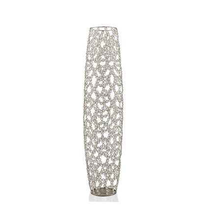 47" Silver Oval Crystal Glass Floor Vase With Faux Crystals HomeRoots