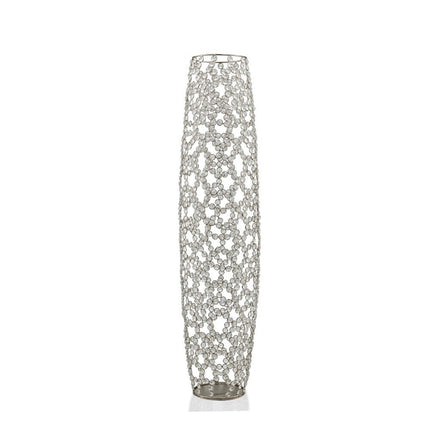 47" Silver Oval Crystal Glass Floor Vase With Faux Crystals HomeRoots