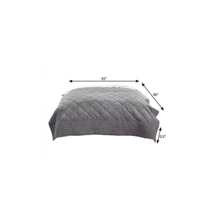 92" X 90" Gray Geometric Cotton Quilt HomeRoots