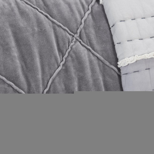 92" X 90" Gray Geometric Cotton Quilt HomeRoots