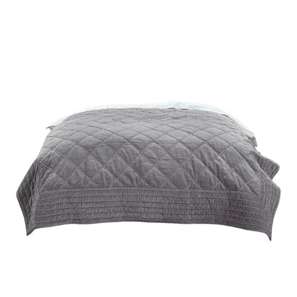 92" X 90" Gray Geometric Cotton Quilt HomeRoots