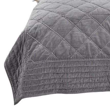 92" X 90" Gray Geometric Cotton Quilt HomeRoots