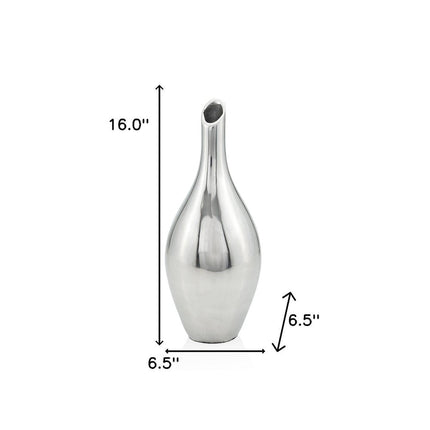 16" Silver Bud Aluminum Table Vase HomeRoots