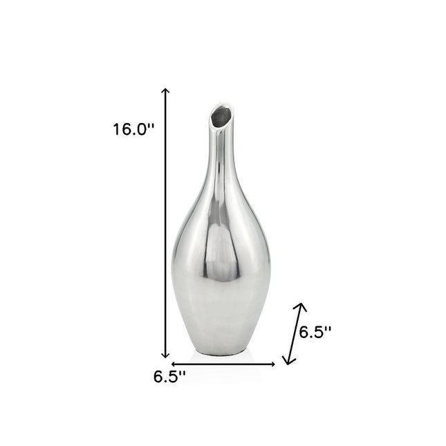 16" Silver Bud Aluminum Table Vase HomeRoots