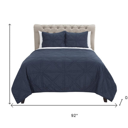 Indigo Geometric Queen Quilt