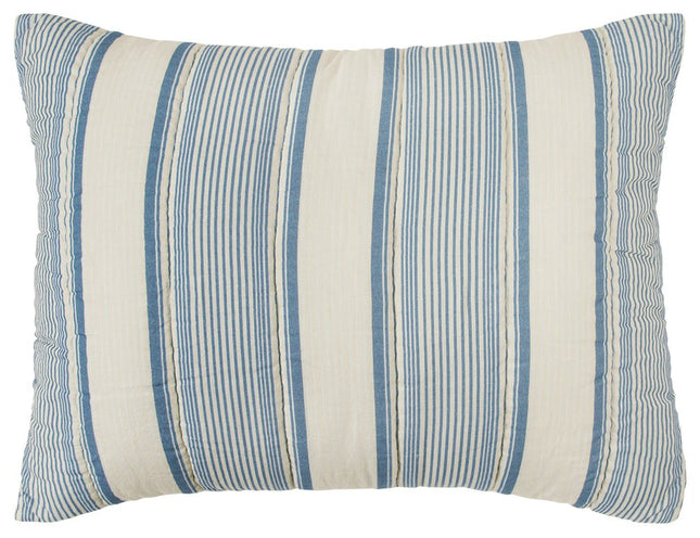 94" X 68" Indigo Striped Cotton Quilt HomeRoots